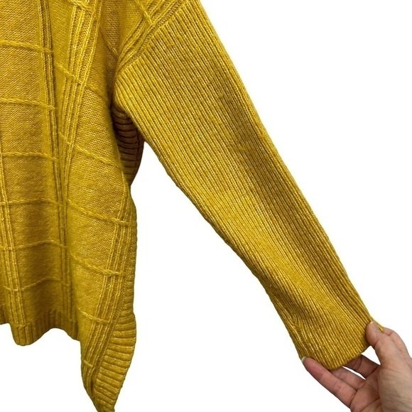 cabi Golden Yellow Oversized Long Sleeve Split Side Round Neck Sweater, Small - Picture 10 of 14